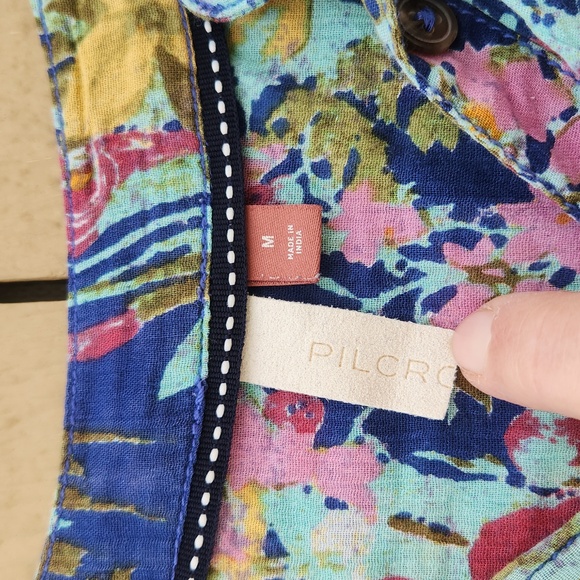 Pilcro Anthropologie Dolman Sleeve Button Down Blue Floral Cottage Top Medium - Picture 4 of 8